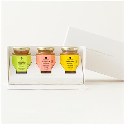 『ハニーマザー』の<br>モノフローラルマヌカハニー & マヌカハニーUMF5+ & マヌカハニーUMF10+ (70g) <br>オリジナルギフトBOX入り