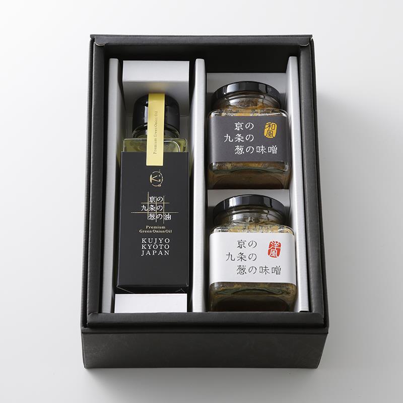 『こと京都』の<br>京の九条の葱の箱 油と味噌ギフト